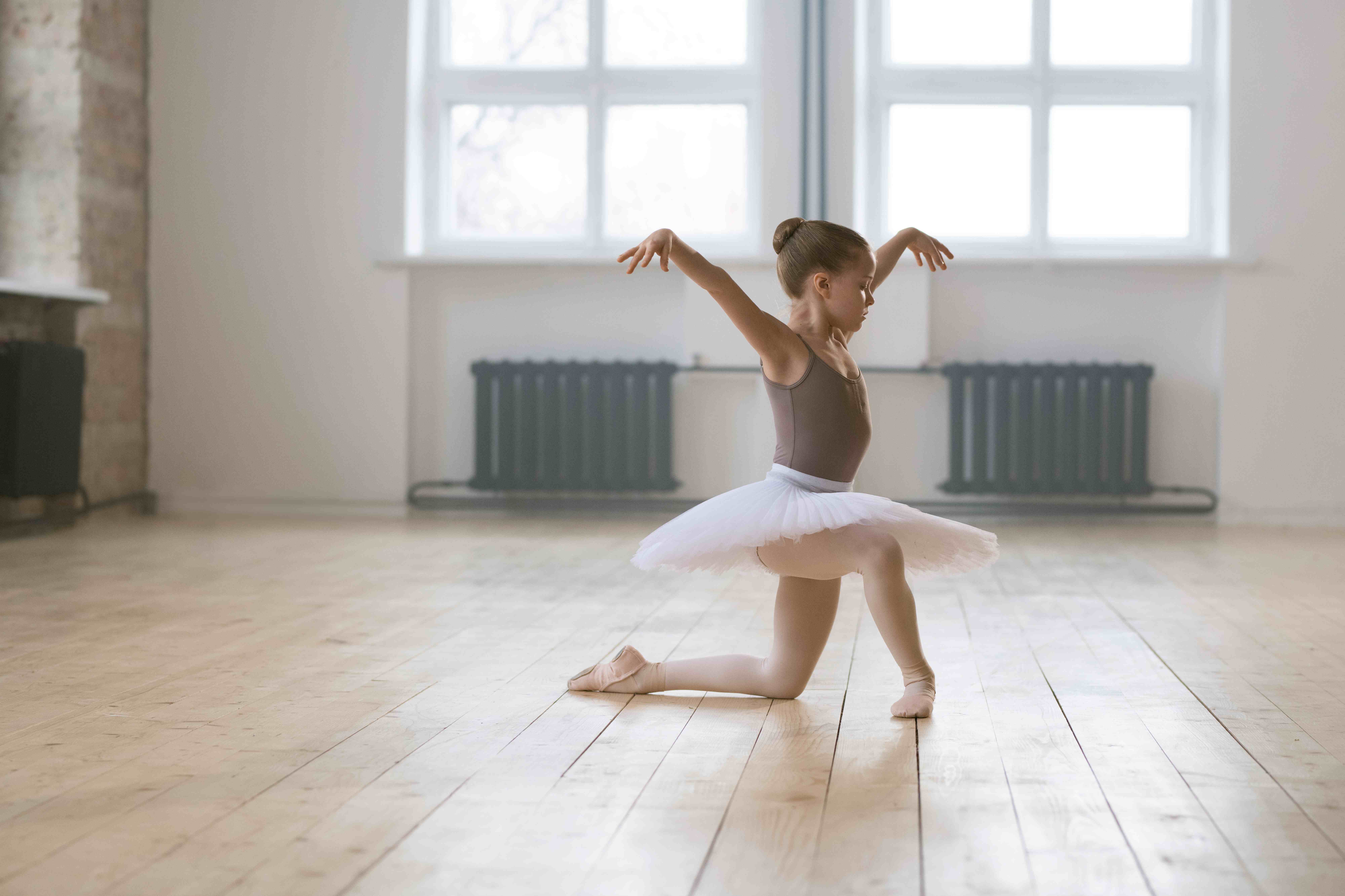 A ballerina practicing in the Pinnacle Ballet studio